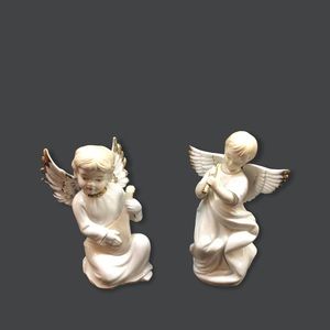 Vintage Porcelain Cherubs Angels Gold Trim Large